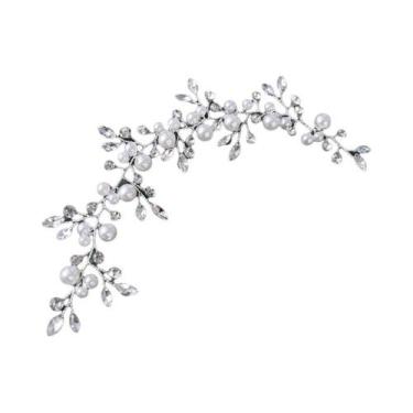 Imagem de Tiara De Pérolas E Strass Feita À Mão, Acessórios De Cabelo Para Casam
