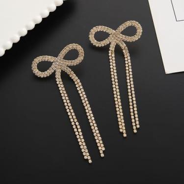 Imagem de Brincos femininos banhados a ouro/prata 14 quilates com borla de zircônia cúbica, acessórios hipoalergênicos, joias de ouro/prata, presentes para mulheres, Medium, Metal, Sem pedra preciosa