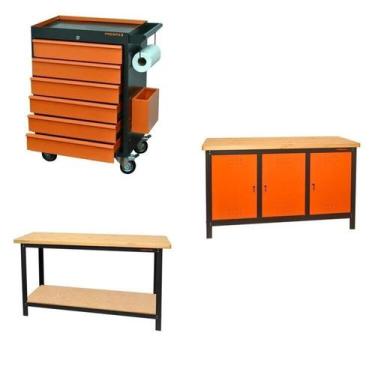 Imagem de Conjunto Bancada para Ferramentas 150cm Carro de Ferramentas Profissio