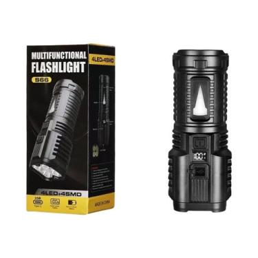 Imagem de Lanterna LED Recarregável USB C De Alta Potência 18650 Com Luz Lateral