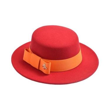 Imagem de Chapéu Fedora Feminino De Moda Com Topo Plano E Laço Para Casamento, I