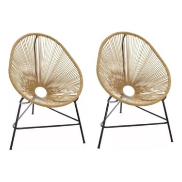 Imagem de kit 2 Cadeiras Acapulco Fibra Sintética Cores Jardim Área Luxo(Palha)