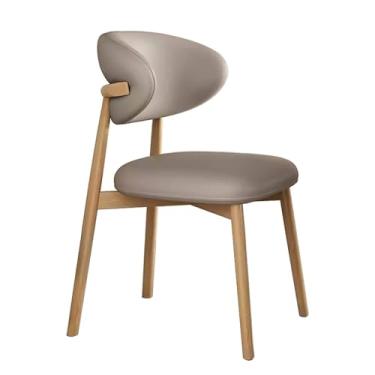 Imagem de Conjunto moderno de 2 cadeiras de jantar de madeira maciça de meados do século – Cadeira retrô de couro sintético para sala de jantar e cozinha