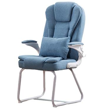 Imagem de Cadeira de escritório para jogos, cadeira de computador - Cadeira lateral confortável para conferências com braços, cadeira de assento resistente - Cadeira de sala de jantar moderna, sem rodas