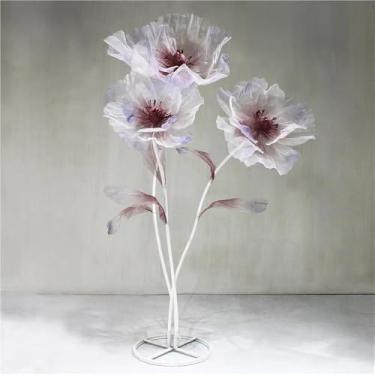 Imagem de Flores grandes de organza artificial - Flores falsas grandes para decoração de corredor, festa, jardim e casamento - Perfeito para decoração elegante e eventos