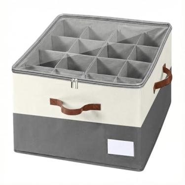 Imagem de ABAPIC Organizador de sapatos para armário, sapateira dobrável com capa transparente, divisórias ajustáveis para 16 pares, compartimento de armazenamento para guarda-roupa, bege e cinza