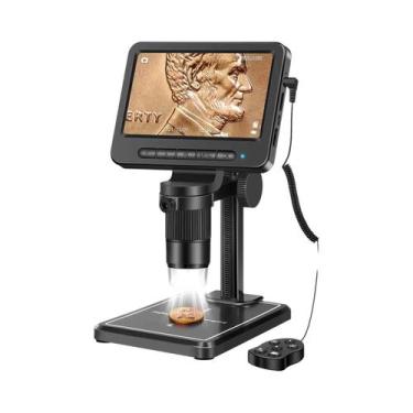 Imagem de Microscópio Digital LCD De 5 Polegadas 1200X Com Luzes E Lupa Para Moe