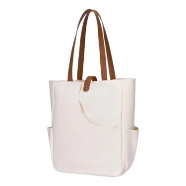 Imagem de Bolsa Pickle Ball | Bolsa Oxford de grande capacidade - Sacolas femininas | para compras de supermercado, academia, praia, férias, aniversário, Natal, Bege, Refer to description