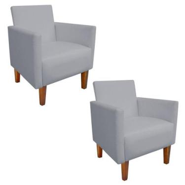 Imagem de Kit 02 Poltrona Decorativa Compacta Jade material sintético Cinza com 