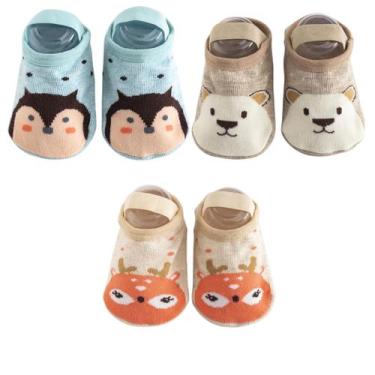 Imagem de Kit 3 Meias Sapatilhas Antiderrapante Pietra Baby Infantil Unissex Alg