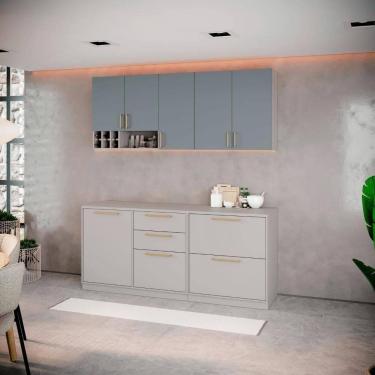 Imagem de Cozinha Completa Itatiaia Essence 200cm Com Nicho Em Madeira Fendi-gris