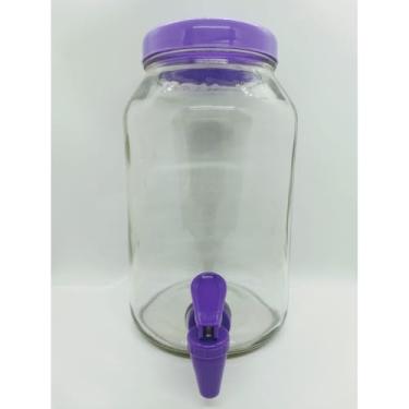 Imagem de Suqueira De Vidro Unica Capacidade. 3 Litros De Vidro + Adesivo lousa e giz - Kombucha ou Eventos(LILÁS)