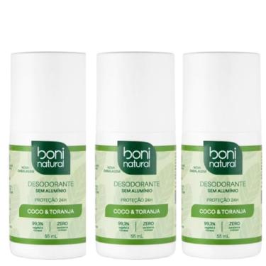 Imagem de KIT 03 BONI NATURAL DESODORANTE COCO E TORANJA VEGANO SEM ALUMINIO 55ML/GENERICO