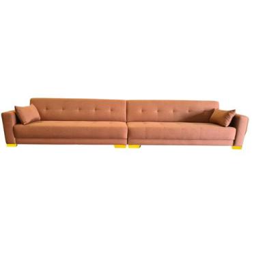 Imagem de Sofá Gianni Pé Cantoneira Claro Tecido Linho Bipartido 5 lugares 350cm