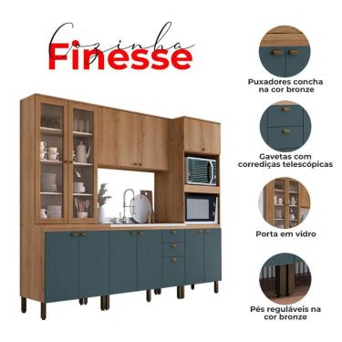 Imagem de Cozinha Modulada Finesse Composição 25 Capuccino Azul - THB