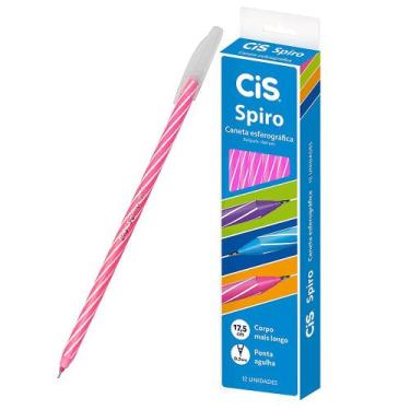 Imagem de Caneta Cis Spiro 0.7 mm Ponta Fina Esferográfica 12 Unidades, Rosa