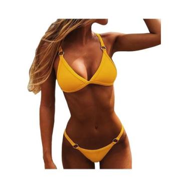 Imagem de Conjunto De Biquíni Feminino Sexy Com Fenda E Amarrações, Moda Praia M