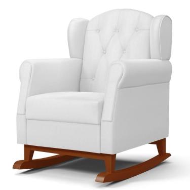 Imagem de Poltrona De Amamentação Base Madeira Balanço Lucy P04 Sintético Branco - Mpozenato