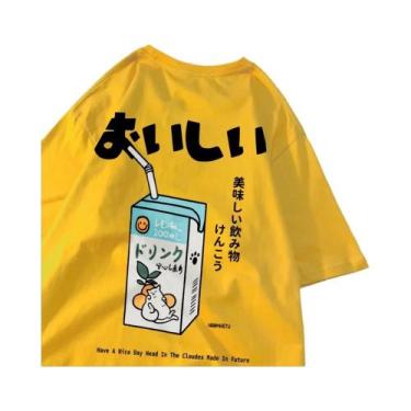 Imagem de Camiseta Unissex Oversized De Algodão Com Estampa De Gato Japonês, Man