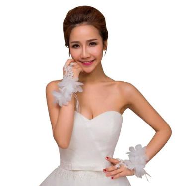 Imagem de Luva Noiva Festa De Debutante Casamento De Renda 1 Par Flor - - anjo d