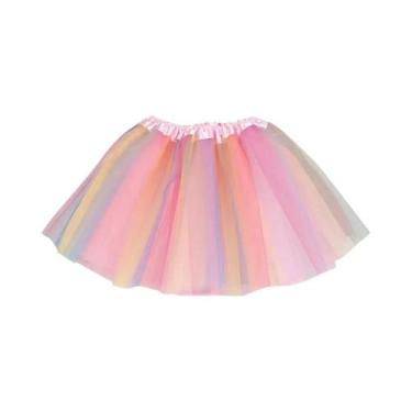 Imagem de Saia Tutu Arco-Íris De 3 Camadas Para Meninas De 2 a 8 Anos, Vestido D