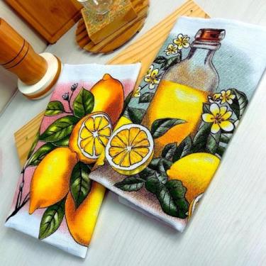 Imagem de Pano De Prato Estampas Limãozinho Master Chef Kit com 5