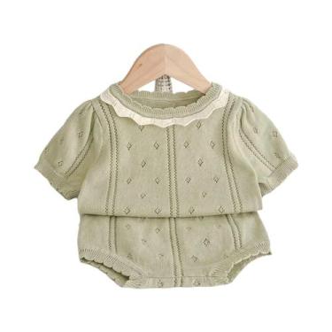 Imagem de Conjunto De Roupas De Verão Para Meninas, Camiseta Tricotada Com Recor