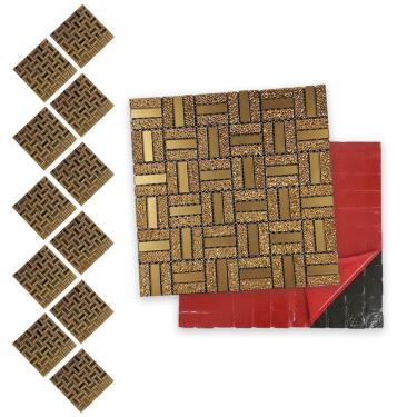 Imagem de Pastilha De Vidro Kit 11 Uni Adesivo Parede Cozinha Banheiro Sala Aplicacao Facil Decorativa Moderna Reforma Requintado