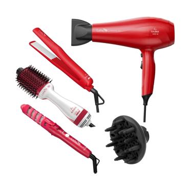 Imagem de Kit Gama Lichia - Secador 2100W 127V + Escova 1300W + Modelador 180ºc + Prancha 220ºc