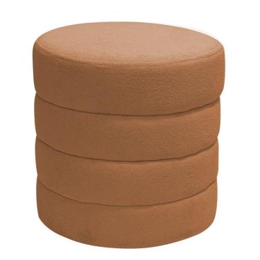 Imagem de Puff Decorativo Redondo Mid Bouclé Terracota - Nexta Casa