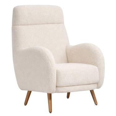 Imagem de Poltrona De Amamentação Laura Pés Palito Castanho Bouclé Off White - Nexta Casa