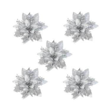 Imagem de Decorações De Árvore De Natal Com Flores Brilhantes Flores Artificiais