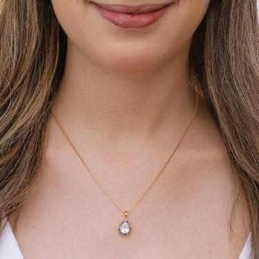 Imagem de Colar gargantilha pingente de gota moldura Banhado em ouro - Anastásia
