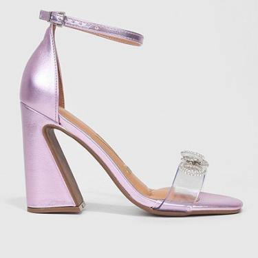 Imagem de Sandália Vizzano Salto Bloco Vírgula Tira Vinil Laço Hotfix Feminina-Feminino