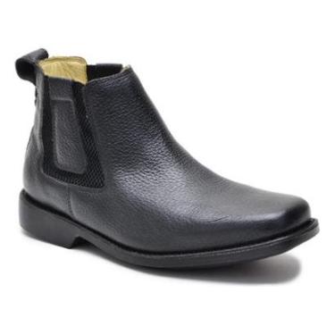 Imagem de Bota Botina Masculina Chelsea Couro Solado Costurado Bico Quadrado Conforto-Masculino