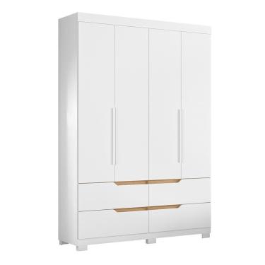Imagem de Guarda Roupa Solteiro Doble 4 Portas E 4 Gavetas Freijó-branco - Móveis Albatroz
