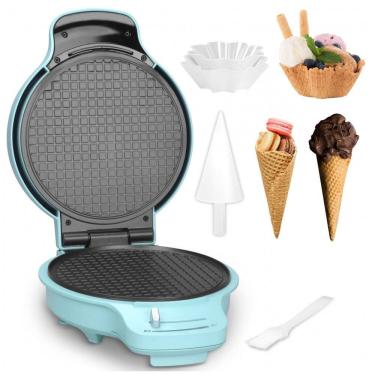 Imagem de Baker`s Friend Máquina de Casquinha de Sorvete com Controle de Dourado, 19 cm, Antiaderente e Versátil, Cor Aqua