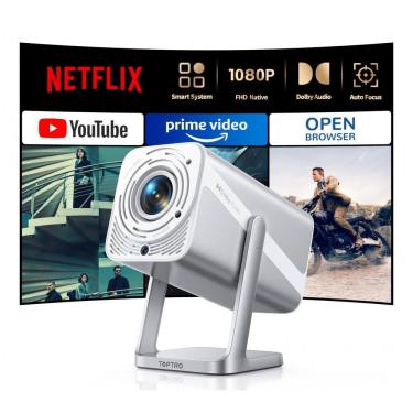 Imagem de Projetor Smart TOPTRO Prata Suporte 4K Nativo 1080P Foco Automático WiFi 6 TP1 260V