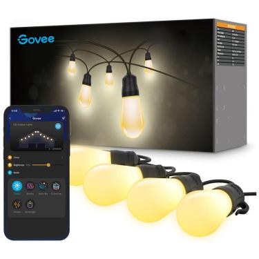 Imagem de Varal Cordão Luzes de LED Inteligentes 29 Metros para Quintal Branca Quente á Prova d IP65 e Controle de Voz, GOVEE H7013191, Branco