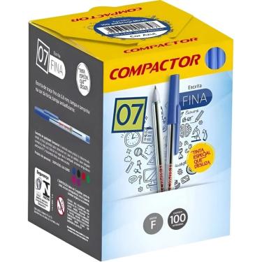 Imagem de Caneta Esferográfica AZUL 0.7mm Cx.100 Un. - COMPACTOR