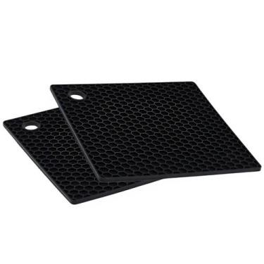 Imagem de Kit 2 Descansos de Panela Tapete de Silicone Quadrado Para Mesa Bancad