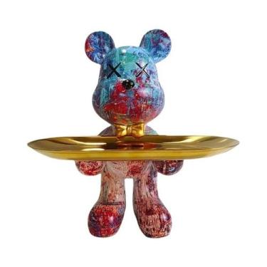 Imagem de Estatueta De Urso Moderna De Graffiti De 21cm, Decoração Para Casa, Es