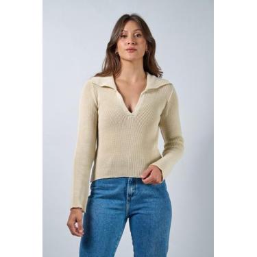 Imagem de Blusa polo manga longa 21249 - MIMO MALHAS, Areia, M, Poliester