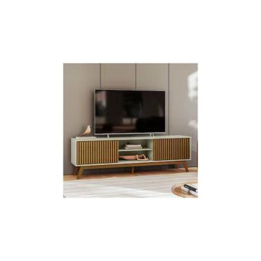 Imagem de Rack Fox para Tv 65 Polegadas 180cm em MDP e MDF com Porta Correr Ripada e Nicho Off White