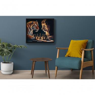 Imagem de Quadro Decorativo Jogo de Garras: o Desafio Real Quadrado 60x60 em Vinil com Vidro Preto