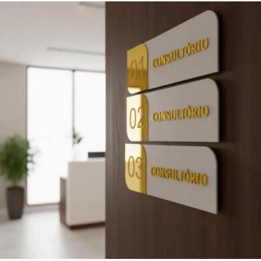 Imagem de Kit 3 Placas De Sinalização De Porta Para Identificação Consultório 01
