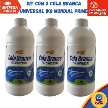 Imagem de Cola Branca universal 1kg Mundial Prime - Kit com 3 unidades