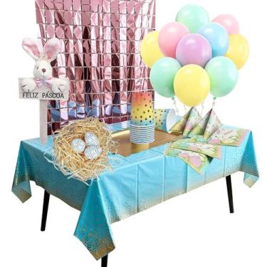 Imagem de Kit Decoração Festa Páscoa Completo 33 Itens Candy Colors + Balões + C
