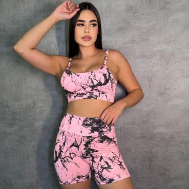 Imagem de Kit Fitness Short Blackout Premium Top Sustentação Extrema Modela Bumb