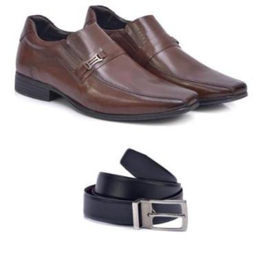 Imagem de Kit Sapato Social Masculino 100% Couro + Cinto Dupla Face-Masculino